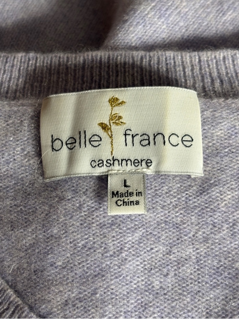 BELLE FRANCE | Light Blue Cashmere V-Neck Sweater | Women’s | L - Picture 3 of 5